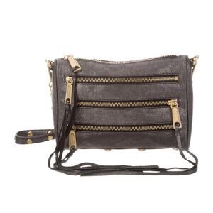 Rebecca Minkoff The MAC Mini 5 Zip Gunmetal Leather Convertible Crossbody Bag